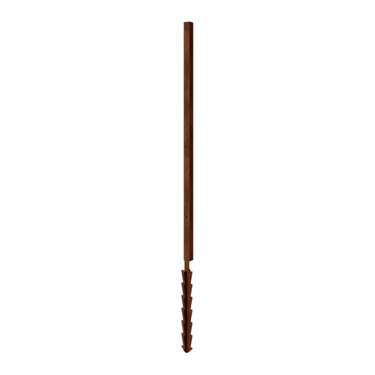 Corten acél oszlop - Sarokelem leszúró tűvel - 190 x 6 x 6 cm