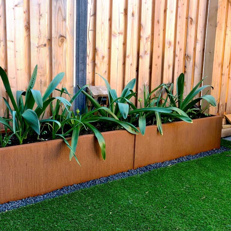 Corten acél virágláda Texas xxl 240 x 50 cm