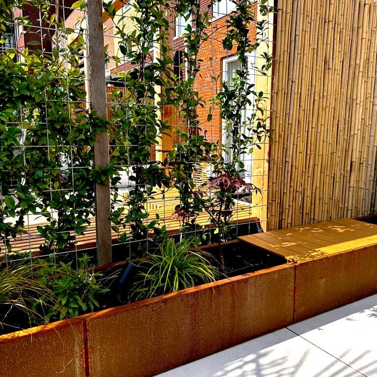 Corten acél virágláda Texas xxl 500 x 60 cm