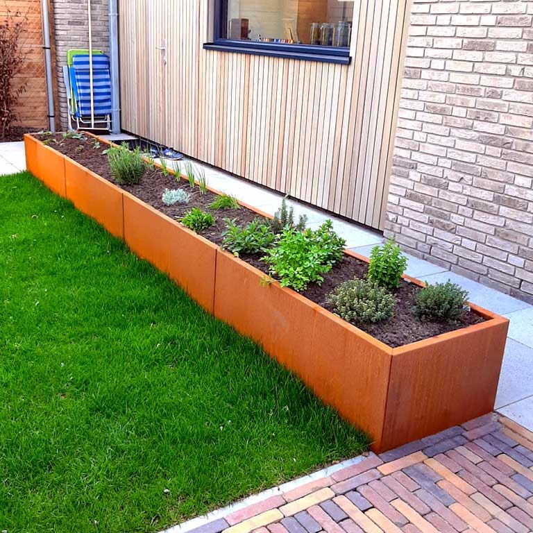 Corten acél virágláda Texas xxl 480 x 80 cm