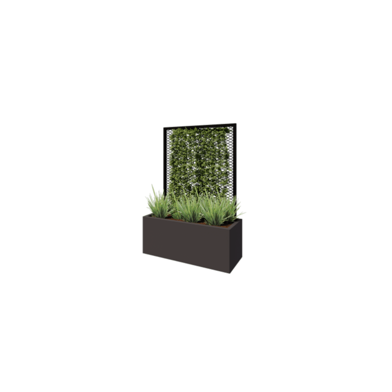 Acél futtatórács - 90 x 3 x 117,5 cm - RAL9005 matt (fekete) - Virágládához 40 cm