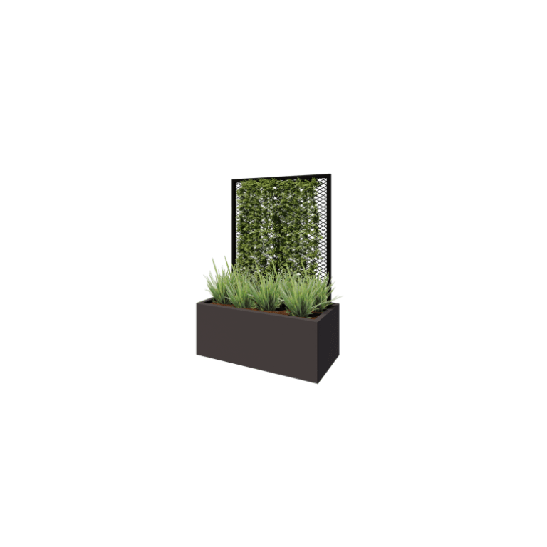 Acél futtatórács - 90 x 3 x 117,5 cm - RAL9005 matt (fekete) - Virágládához 50 cm