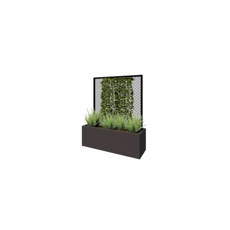 Acél futtatórács - 110 x 3 x 117,5 cm - RAL9005 matt (fekete) - Virágládához 40 cm