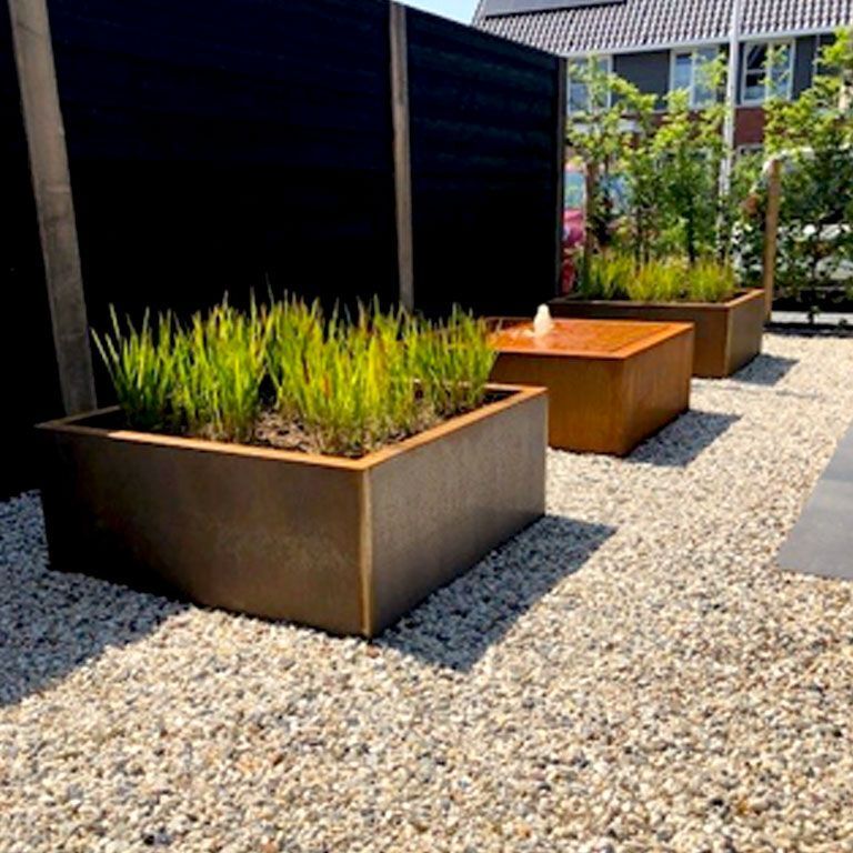Corten acél hegesztett virágláda Montana 100 x 100 x 40 cm