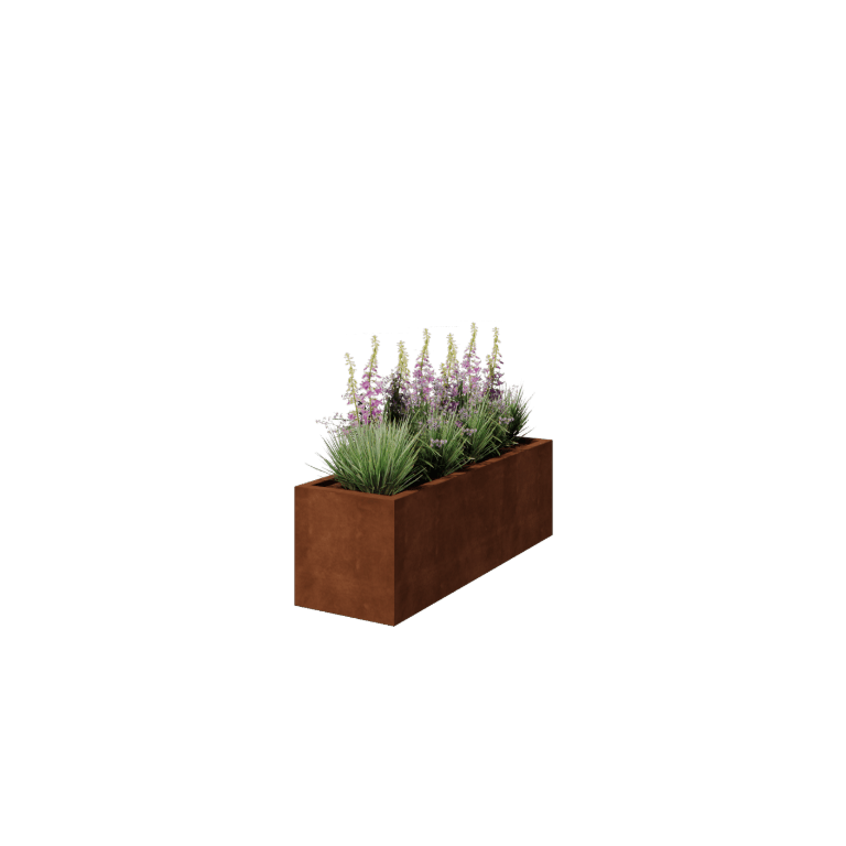 Corten acél hegesztett virágláda Montana 150 x 50 x 50 cm