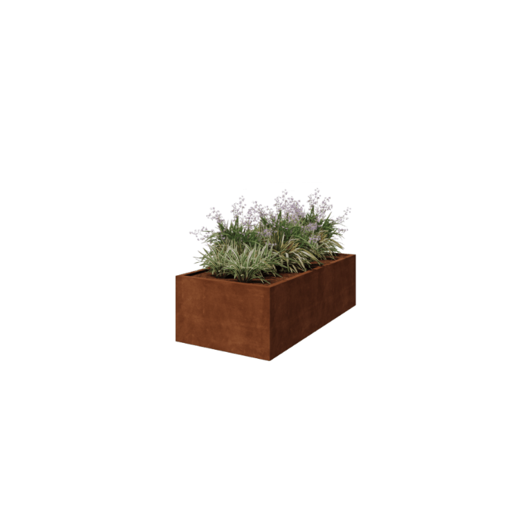 Corten acél hegesztett virágláda Montana 200 x 100 x 60 cm