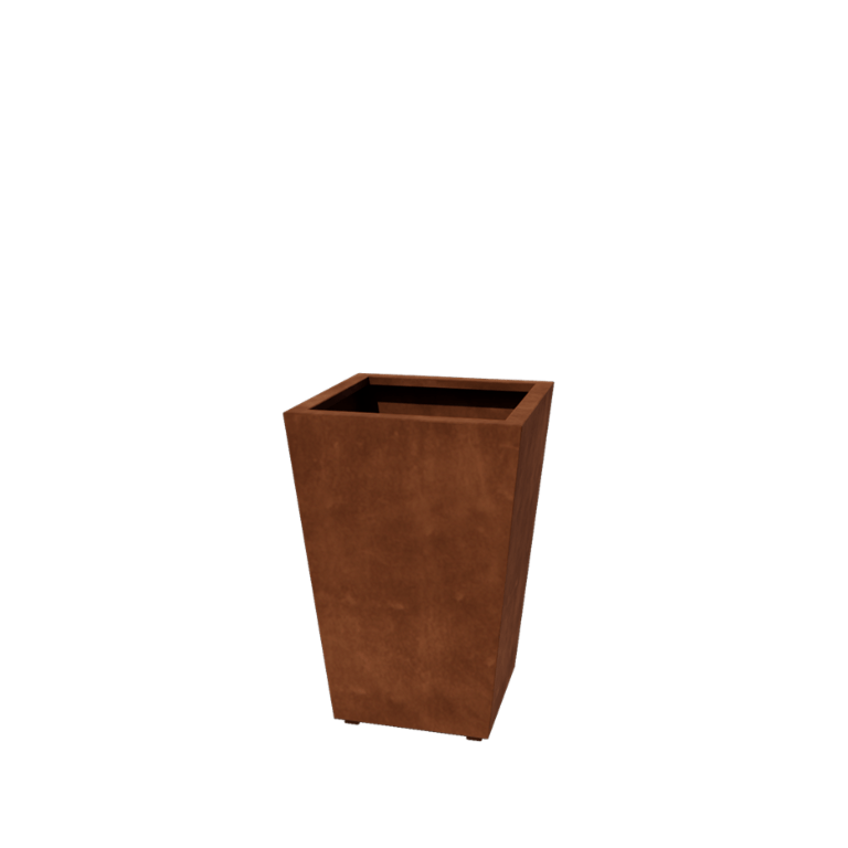 Corten acél virágláda - Kúp - 60 x 60 x 81,5 cm - Hegesztett - Fenéklemezzel