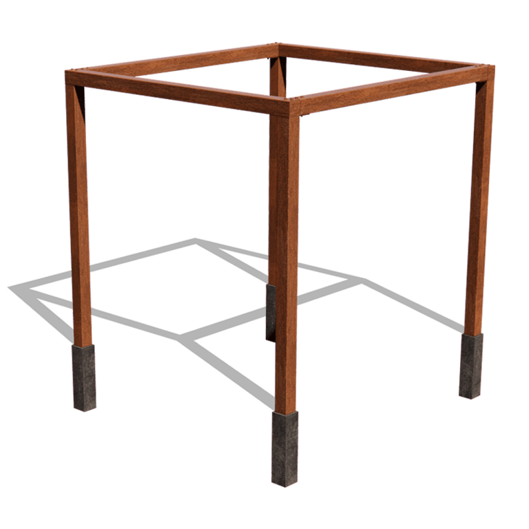 Corten acél pergola beállítás 274 x 250 cm-es négyzet