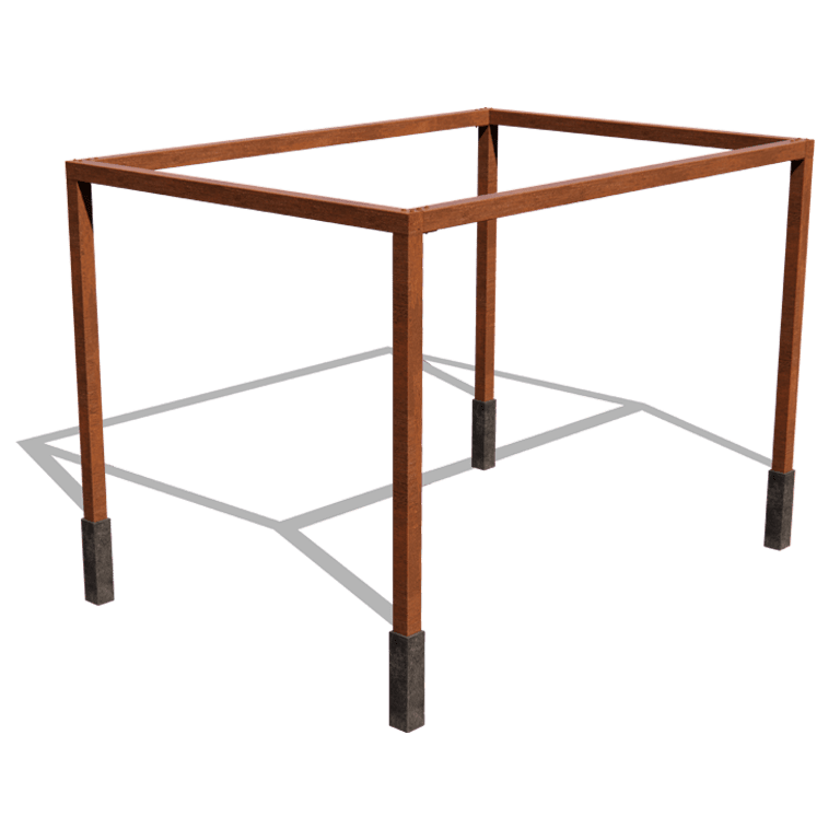 Corten acél pergola beállítás négyzet 424 x 300 cm