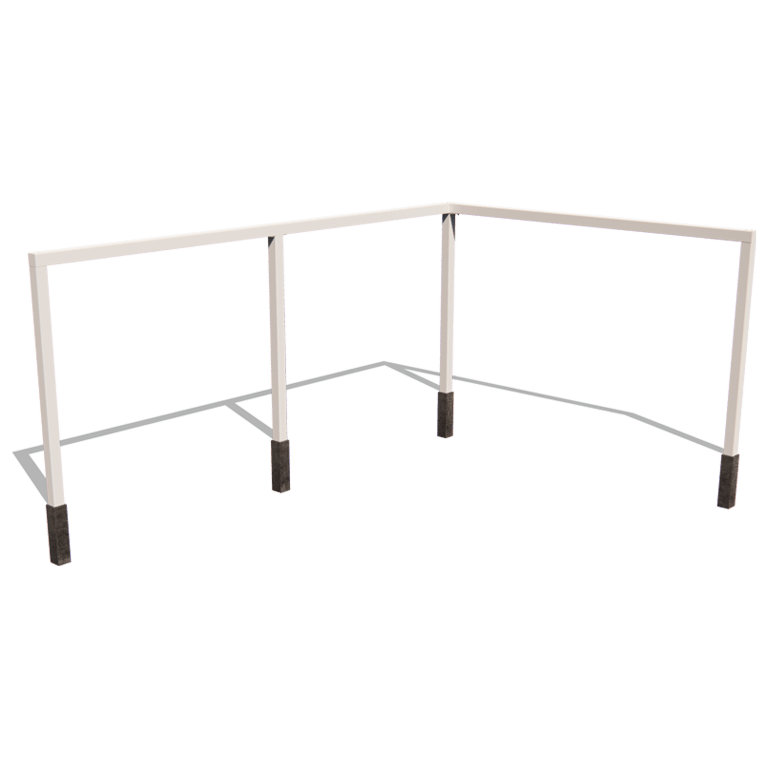 Porszórt acél pergola sarokegység 600 x 412 cm