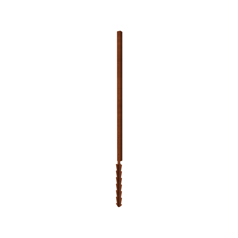 Corten acél kerti kerítés H sarkos oszlop földhegyes rögzítővel 190 x 6 x 6 cm