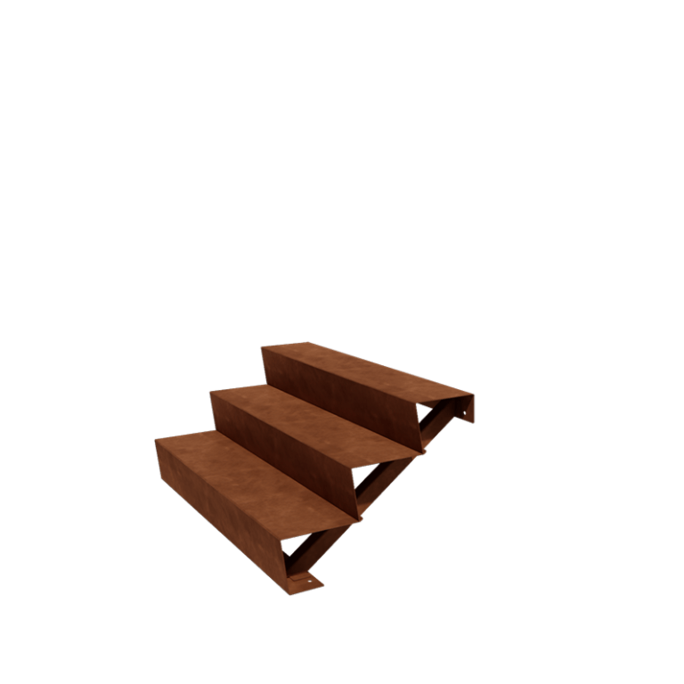 Corten acél kerti lépcső - 3-lépcsőfokos - 48 x 120 x 51 cm