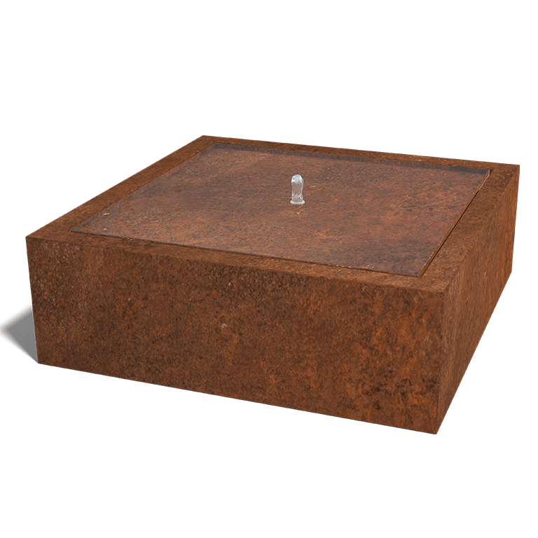 Corten acél szökőkút 120 x 120 x 40 cm