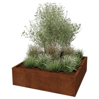 Corten acél hegesztett virágláda Montana 140 x 140 x 40 cm