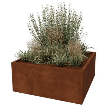 Corten acél hegesztett virágláda Montana 140 x 140 x 60 cm