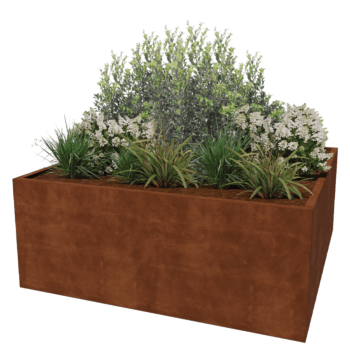 Corten acél hegesztett virágláda Montana 200 x 200 x 80 cm