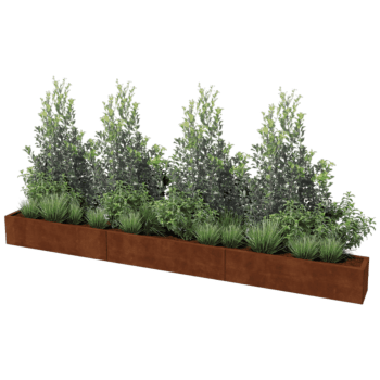 Corten acél virágláda Texas xxl 360 x 30 cm