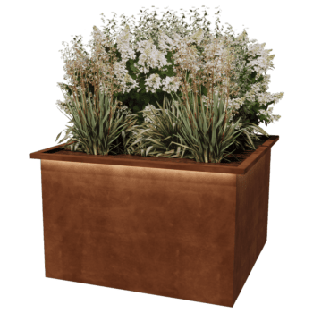 Corten acél hegesztett virágláda Alabama LED-del 120 x 120 x 80 cm
