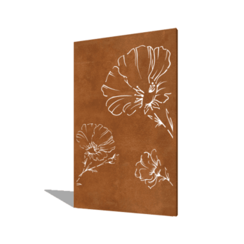 Corten acél panel pipacs 120 x 6 x 190 cm