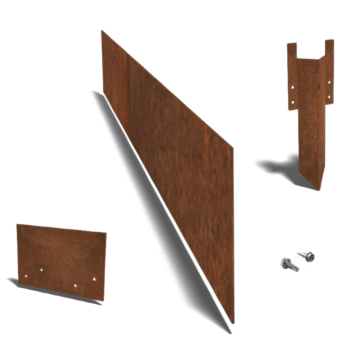 Corten acél szegély egyenes 15 cm teljes készlet 15 méterenként
