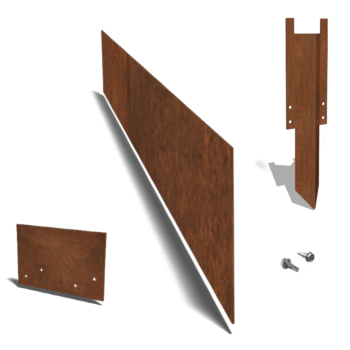 Corten acél szegély egyenes 25 cm-es teljes készlet 15 méterenként