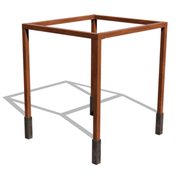 Corten acél pergola beállítás 274 x 250 cm-es négyzet
