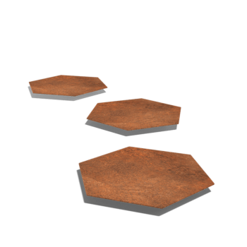 Corten acél lépőkő Hatszög 50