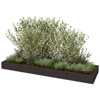 Acél virágláda XXL - Téglalap - 400 x 120 x 80 cm - RAL9010 matt (fehér) - Fenéklemezzel