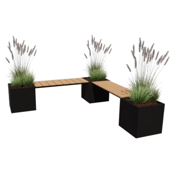 Acél virágláda - Négyzet - Sarokelrendezés - 221,2 x 221,2 x 50 cm - Más RAL szín - Fenéklemez nélkül - Paddal