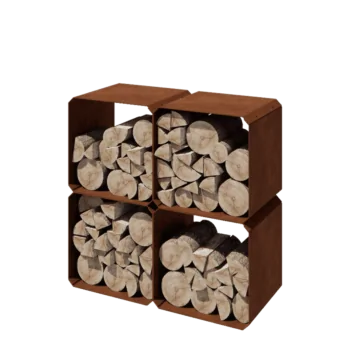 Corten acél fatároló - Colorado 4 darab - 40 x 40 x 40 cm