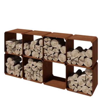 Corten acél fatároló - Colorado 8 darab - 40 x 40 x 40 cm