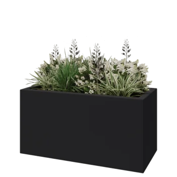 Üvegszálas virágláda - Téglalap alakú - 120 x 50 x 40 cm - RAL7021 matt (fekete szürke) - Alátéttel