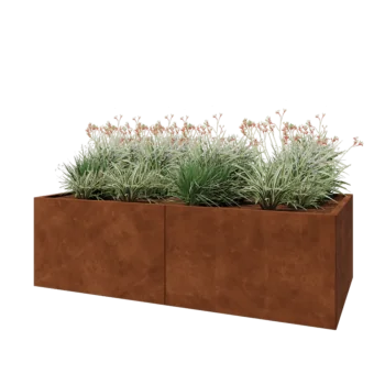 Corten acél virágláda XXL - Téglalap - 200 x 100 x 60 cm - Fenéklemezzel