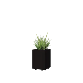 Acél virágláda - Négyzet - 30 x 30 x 40 cm - RAL9005 matt (fekete) - Fenéklemezzel - Lábakkal