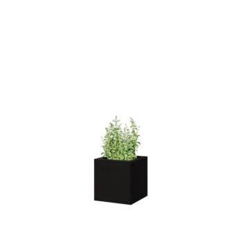 Acél virágláda - Négyzet - 30 x 30 x 30 cm - RAL9005 matt (fekete) - Fenéklemezzel