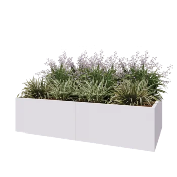Acél virágláda XXL - Téglalap - 200 x 100 x 50 cm - RAL9010 matt (fehér) - Fenéklemez nélkül