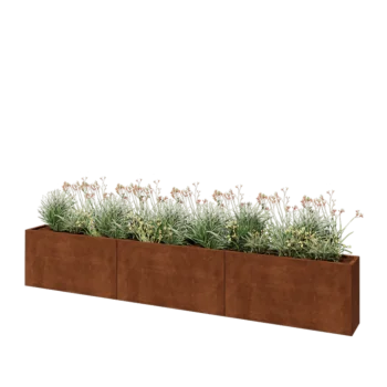 Corten acél virágláda XXL - Téglalap - 360 x 30 x 60 cm - Fenéklemez nélkül