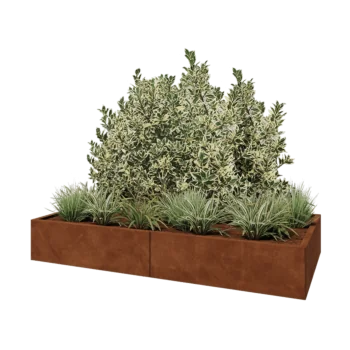 Corten acél virágláda XXL - Téglalap - 200 x 100 x 30 cm - Fenéklemezzel