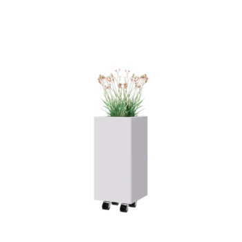 Acél virágláda - Négyzet - 30 x 30 x 60 cm - RAL9010 matt (fehér) - Fenéklemezzel - Kerekekkel