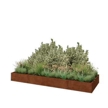 Corten acél virágláda XXL - Téglalap - 320 x 100 x 30 cm - Fenéklemezzel