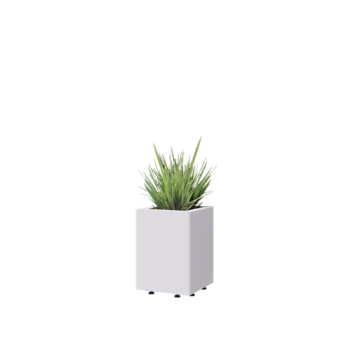 Acél virágláda - Négyzet - 30 x 30 x 40 cm - RAL9010 matt (fehér) - Fenéklemezzel - Lábakkal