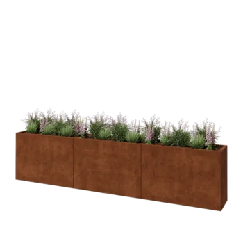 Corten acél virágláda XXL - Téglalap - 360 x 40 x 80 cm - Fenéklemez nélkül