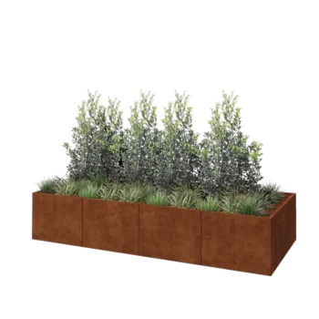 Corten acél virágláda XXL - Téglalap - 320 x 120 x 60 cm - Fenéklemezzel