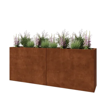 Corten acél virágláda XXL - Téglalap - 200 x 40 x 80 cm - Fenéklemezzel