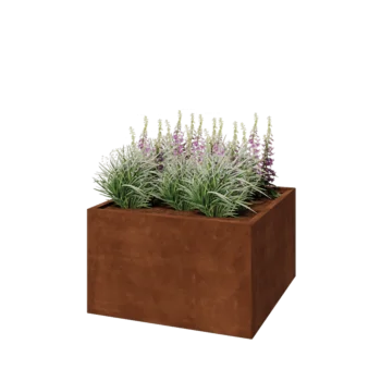 Corten acél virágláda - Négyzet - 100 x 100 x 60 cm - Fenéklemez nélkül