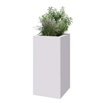 Üvegszálas virágláda - Négyzet - 50 x 50 x 100 cm - RAL9010 matt (fehér) - Alátéttel