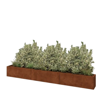 Corten acél virágláda XXL - Téglalap - 360 x 30 x 40 cm - Fenéklemezzel