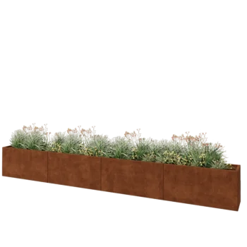 Corten acél virágláda XXL - Téglalap - 480 x 40 x 60 cm - Fenéklemezzel
