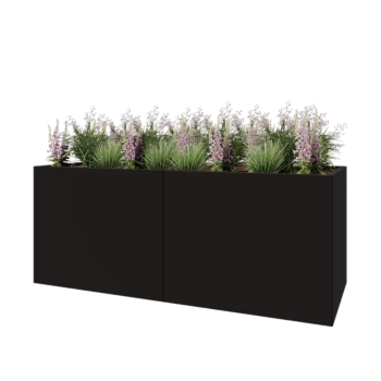 Acél virágláda XXL - Téglalap - 200 x 80 x 80 cm - RAL9005 matt (fekete) - Fenéklemez nélkül
