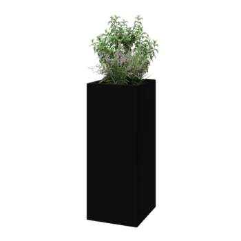 Üvegszálas virágláda - Négyzet - 40 x 40 x 100 cm - RAL9005 matt (fekete) - Alátéttel